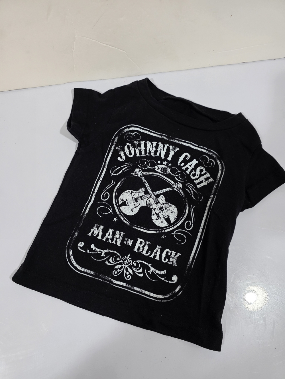 Johnny CASH Size 12 Months Black Kids Tee with White Johnny Cash Graphic